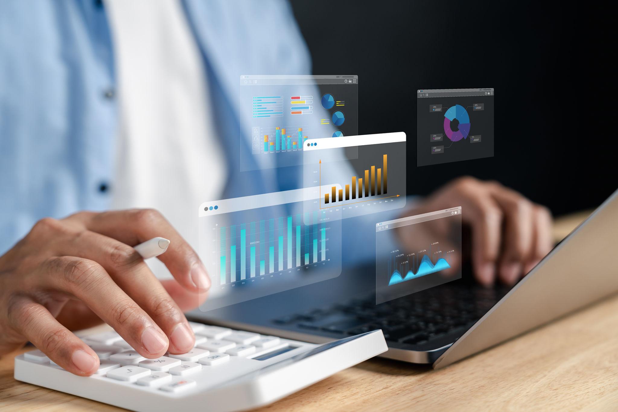 Merchant verifying tax records on tablet